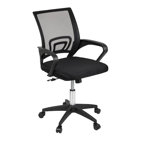 Mind Reader Office Chair with Wheels, Height Adjustable, Desk Chair, Office, 23"L x 21"W x 34.25-38"H, Black